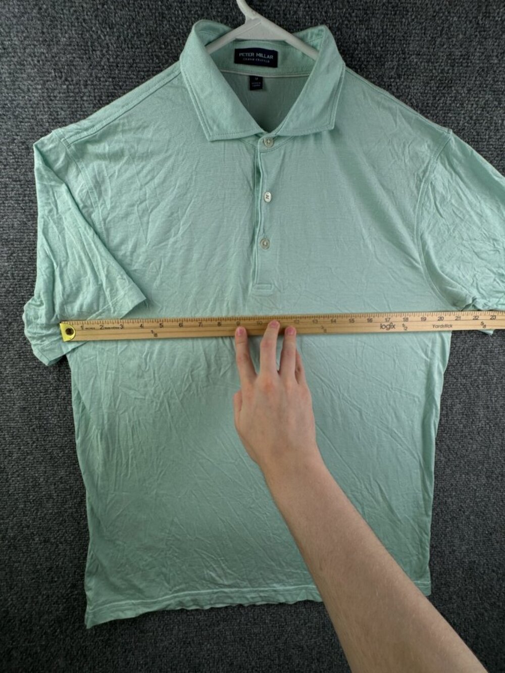 PETER MILLAR Crown Crafted Men Short Sleeve Golf Polo Shirt Green Medium - Picture 5 of 11